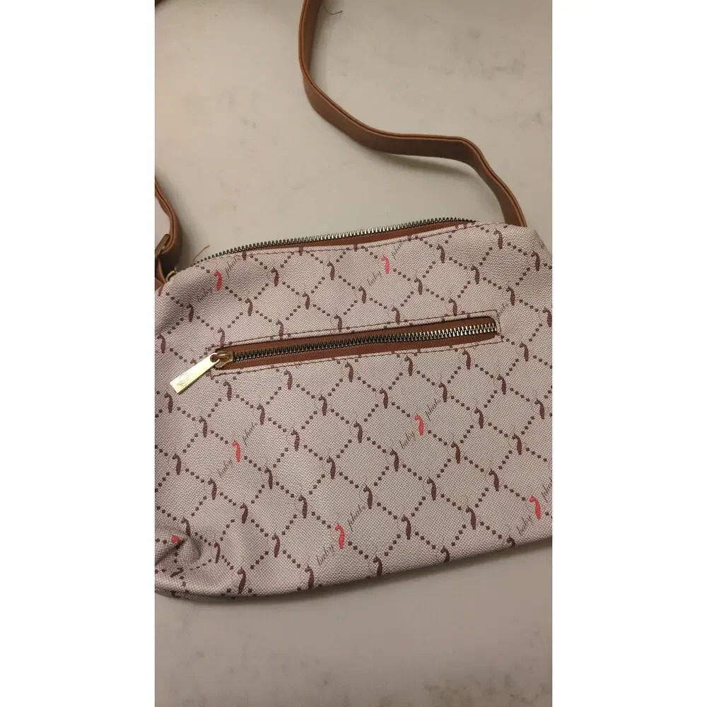 Baby Phat Monogram Purse Shoulder Bag Beige Tan Y2K Crossbody Adjustable Strap